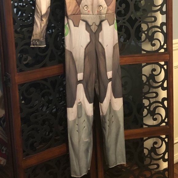 Genji Ninja Costume- padded muscle jumpsuit, kids M/L - Picture 3 of 9